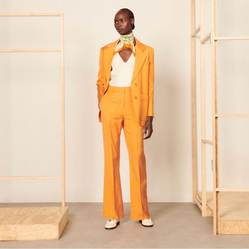 NWOT Sandro Orange Marigold Flared Pants